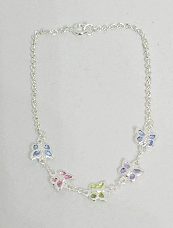 Pulsera mariposas Acero blanco