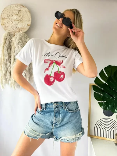 Remera Cherries Blanca