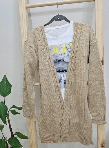 Saco largo trenzado Beige